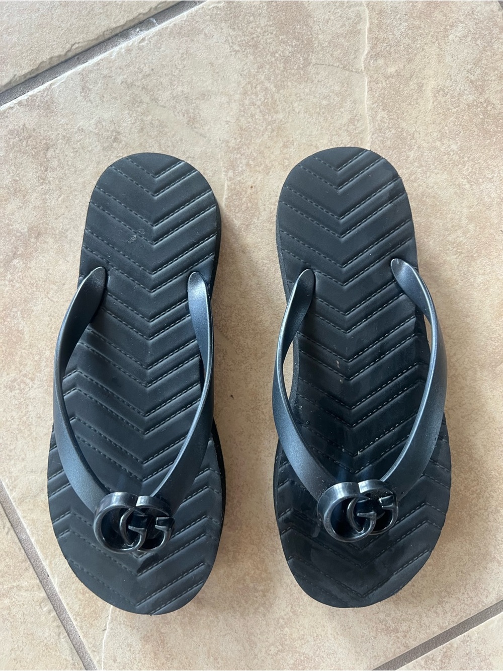 Black Logo Accent Flip Flops